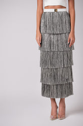 Layered Fringe Skirt With Cherine Fakhry Gold Belt Detailing